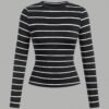 shein@v1@151 SHEIN EZwear 3pcs/Set Women Casual Round Neck Striped Solid Color Long Sleeve Tight Fit Tee Fall Clothes