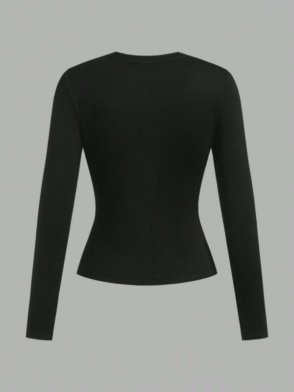 shein@v1@151 SHEIN EZwear 3pcs/Set Women Casual Round Neck Striped Solid Color Long Sleeve Tight Fit Tee Fall Clothes