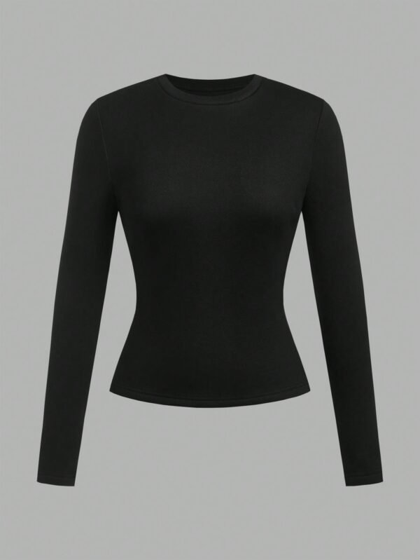 shein@v1@151 SHEIN EZwear 3pcs/Set Women Casual Round Neck Striped Solid Color Long Sleeve Tight Fit Tee Fall Clothes