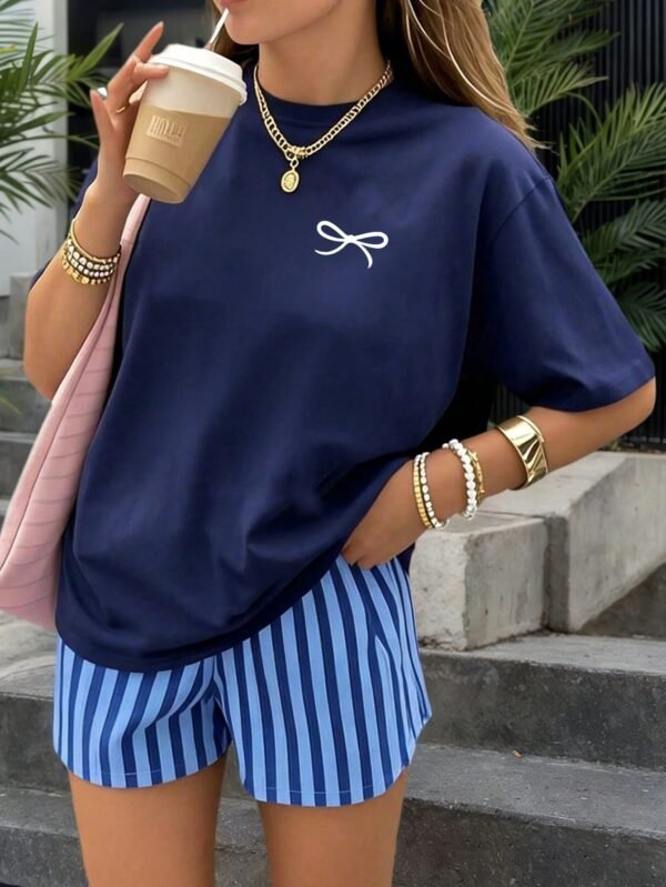 Tween Girls' Casual Pink Graphic Print Crew Neck Short Sleeve T-Shirt, Summer Top