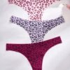 SHEIN 7pcs Set Casual Comfy Seamless & Leopard Print Low Rise Thongs For Women