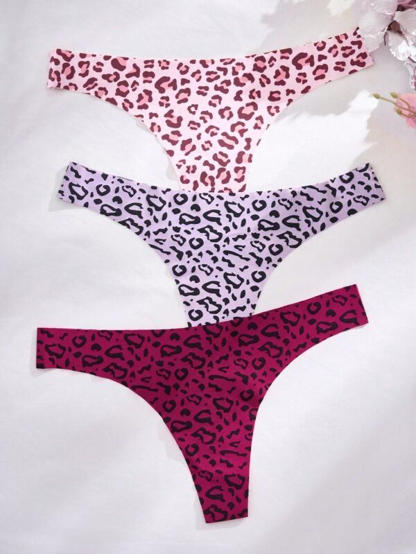 SHEIN 7pcs Set Casual Comfy Seamless & Leopard Print Low Rise Thongs For Women