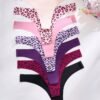SHEIN 7pcs Set Casual Comfy Seamless & Leopard Print Low Rise Thongs For Women