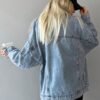 Women's Drop Shoulder Long Sleeve Single-Breasted Casual Loose Denim Jacket