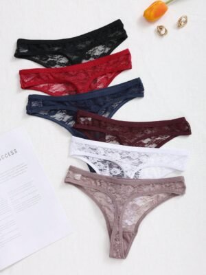 http___img.ltwebstatic.com_images3_spmp_2024_06_16_a6_1718540582ef7013ce6930f00d1547b47ab5184434 Upgrade your lingerie collection with this elegant and feminine 6-piece thong set from SHEIN. Designed to combine comfort with a touch of sensual style, these lace thongs feature delicate floral edges and vibrant colors perfect for everyday confidence.
