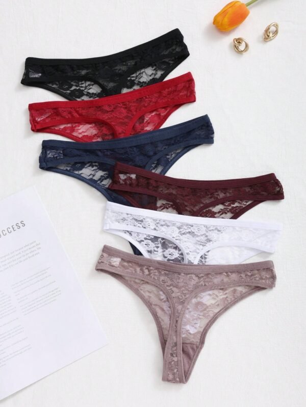 http___img.ltwebstatic.com_images3_spmp_2024_06_16_a6_1718540582ef7013ce6930f00d1547b47ab5184434 Upgrade your lingerie collection with this elegant and feminine 6-piece thong set from SHEIN. Designed to combine comfort with a touch of sensual style, these lace thongs feature delicate floral edges and vibrant colors perfect for everyday confidence.