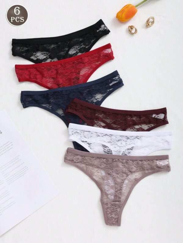 http___img.ltwebstatic.com_images3_spmp_2024_06_17_39_17186266213ebadc7fa53fd329ea1034610f096ce2 Upgrade your lingerie collection with this elegant and feminine 6-piece thong set from SHEIN. Designed to combine comfort with a touch of sensual style, these lace thongs feature delicate floral edges and vibrant colors perfect for everyday confidence.