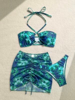 http___img.ltwebstatic.com_v4_j_pi_2025_05_09_43_17467889489594b94ed85e005e3ec8bc57879f194b Soleia Holiday Outfits Summer Outfits Vacation Outfits Woman Summer Outfits For Women Bathing Suits For Women Women's Summer Beach Floral Print Halter Tie Sexy Bikini Swimsuit Set With Cover Up And Half Skirt