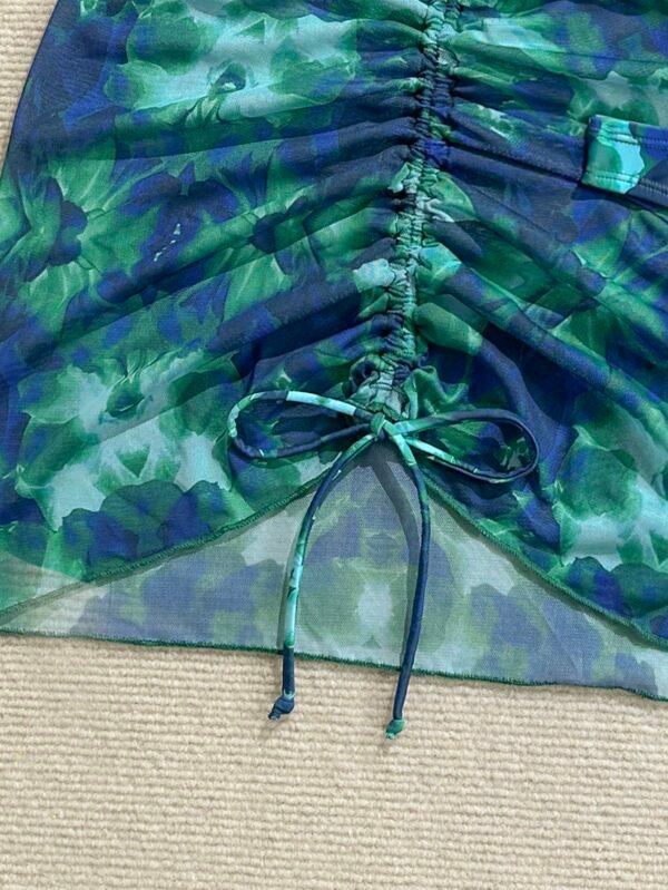 Soleia Holiday Outfits Summer Outfits Vacation Outfits Woman Summer Outfits For Women Bathing Suits For Women Women's Summer Beach Floral Print Halter Tie Sexy Bikini Swimsuit Set With Cover Up And Half Skirt