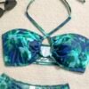 Soleia Holiday Outfits Summer Outfits Vacation Outfits Woman Summer Outfits For Women Bathing Suits For Women Women's Summer Beach Floral Print Halter Tie Sexy Bikini Swimsuit Set With Cover Up And Half Skirt