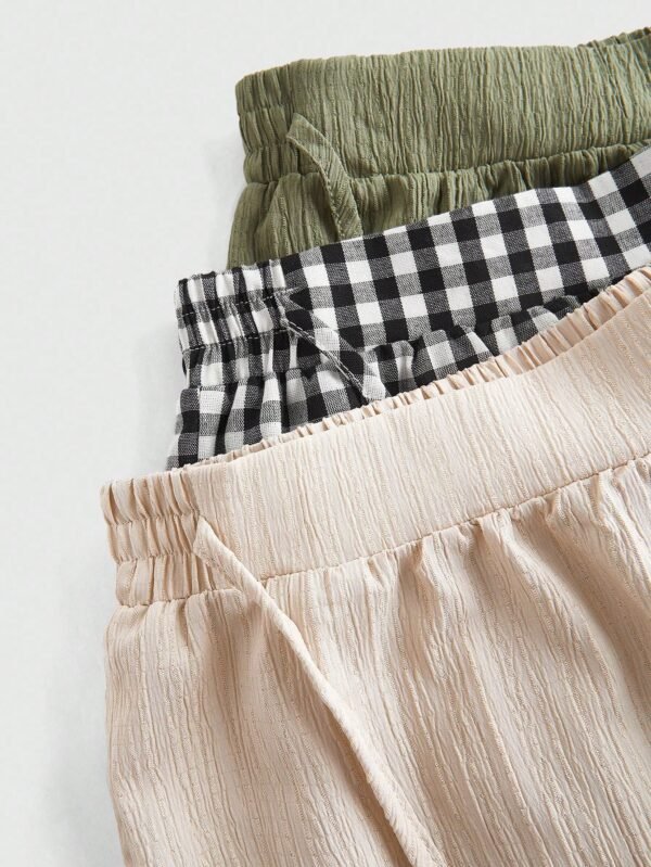 3pcs Women Casual Waist Tie Pocket Straight Leg Pants Set, Suitable For Summer