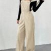 Top Trend SHEIN EZwear Women's Apricot Casual Jumpsuit, Minimalist Fashion For Everyday Wear, Autumn/Winter