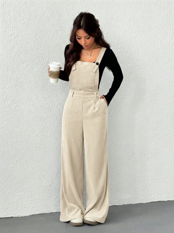 Top Trend SHEIN EZwear Women's Apricot Casual Jumpsuit, Minimalist Fashion For Everyday Wear, Autumn/Winter