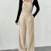 Top Trend SHEIN EZwear Women's Apricot Casual Jumpsuit, Minimalist Fashion For Everyday Wear, Autumn/Winter