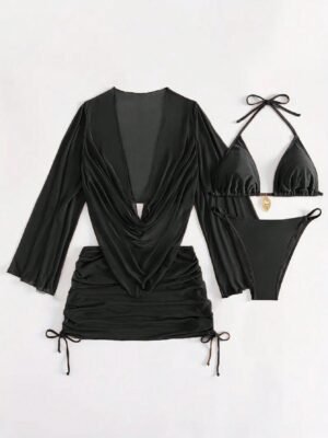 http___img.ltwebstatic.com_v4_j_spmp_2025_10_20_b5_1760935011cc29451ab4cb70c780493a75cfc36602 4pcs Sexy Solid Color Bikini Set With Sheer Cover-Up, Suitable For Vacation, Beach Party, Also Ideal For New Year And Valentine's Day, Exuding Elegance And Avant-Garde, Perfect Choice For Casual Women In Spring/Summer